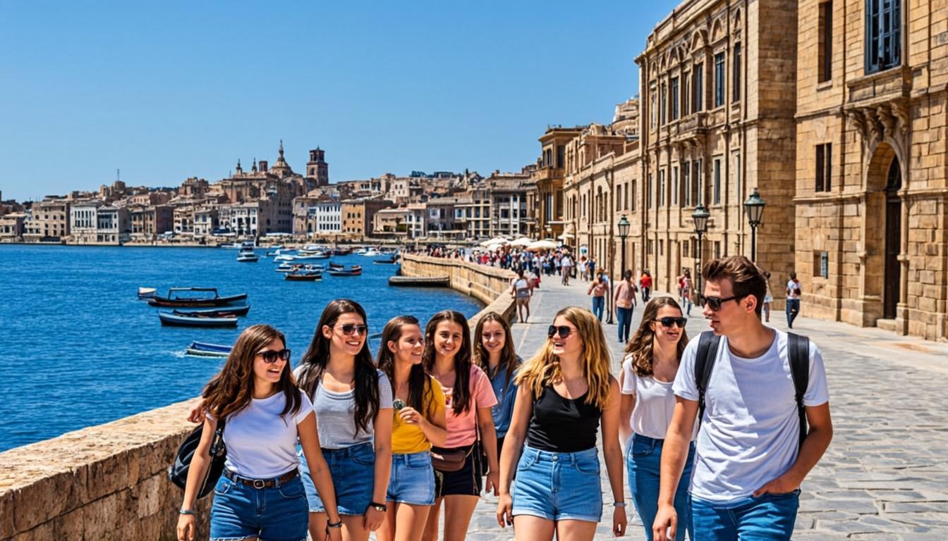 Students exploring Malta's Mediterranean beauty