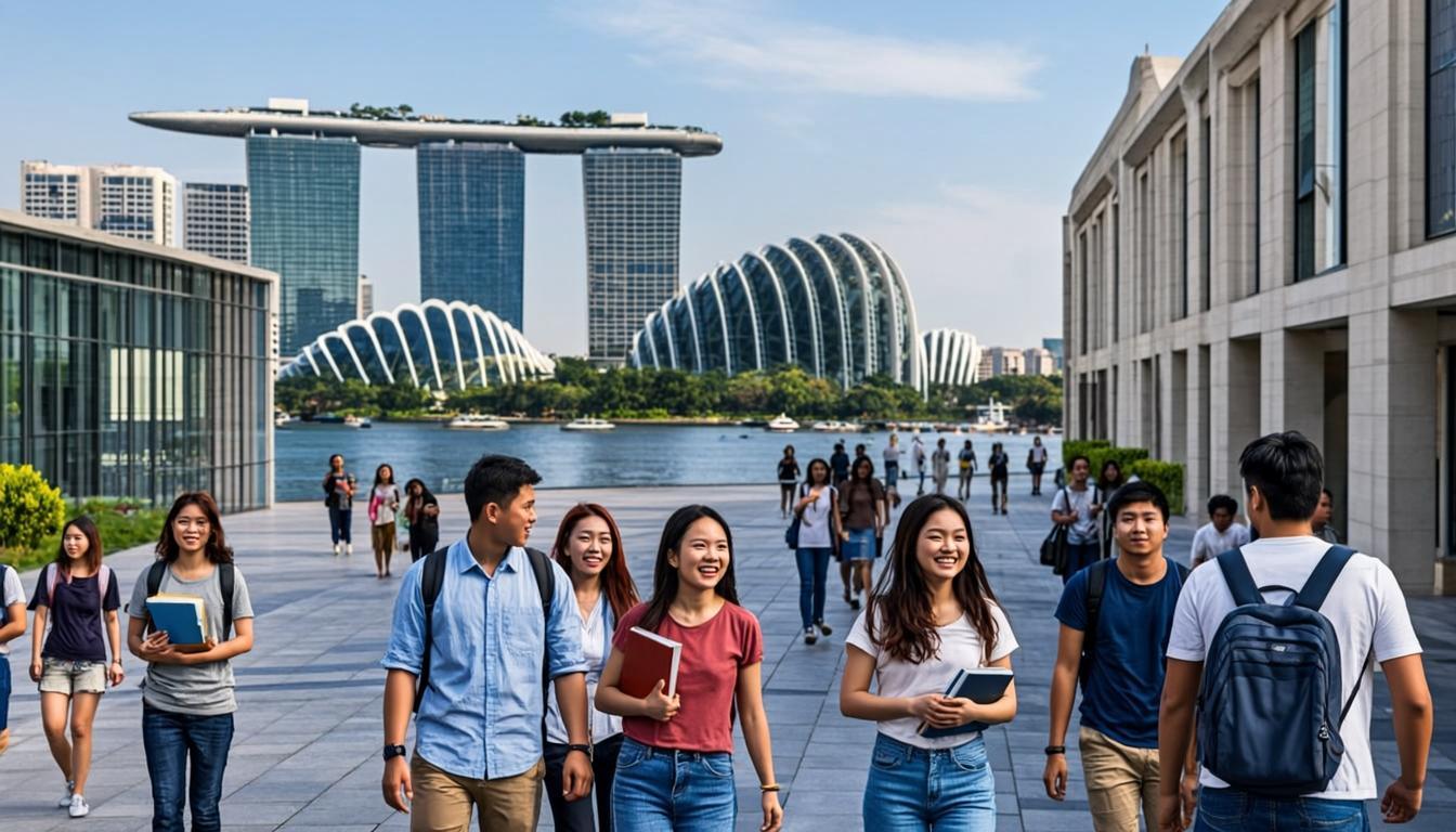 Students at a Singapore university campus